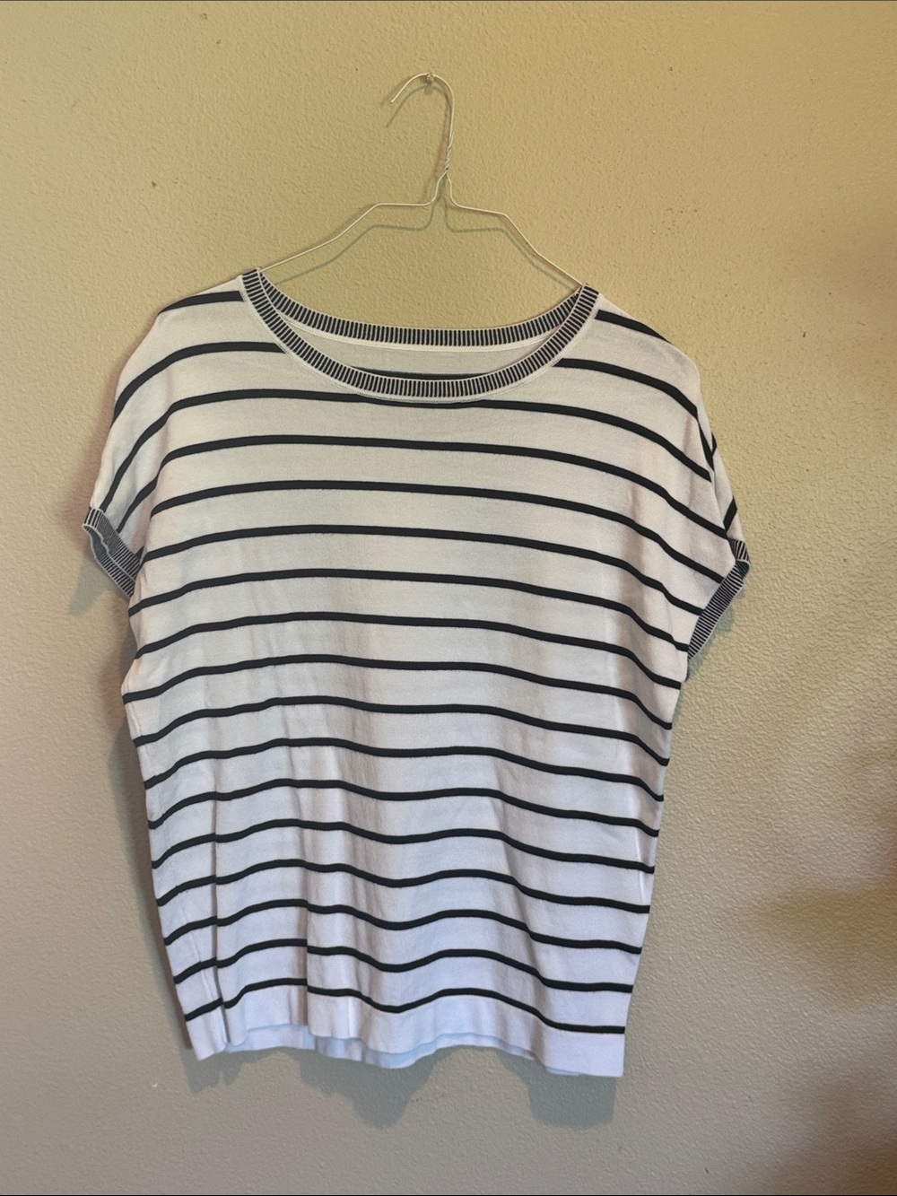 WORN ONCE Amazon White & Black Striped Short-Sleeve Knit Top